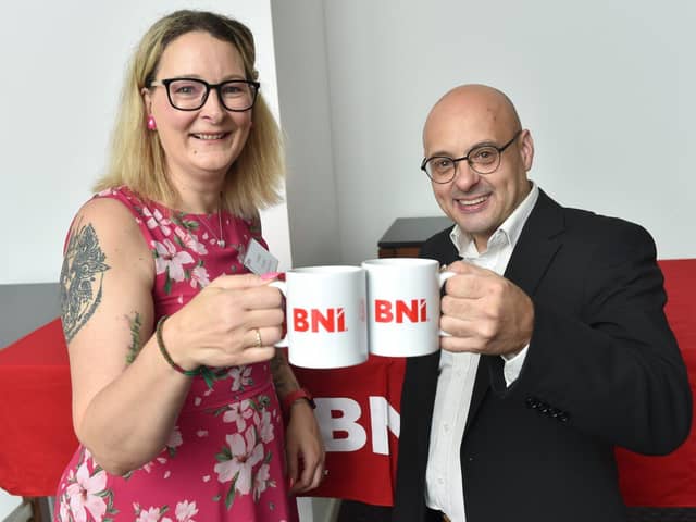 Louise Eccles and Daniel Barton launching local business group in record attempt. Photo: Clive Lawrence