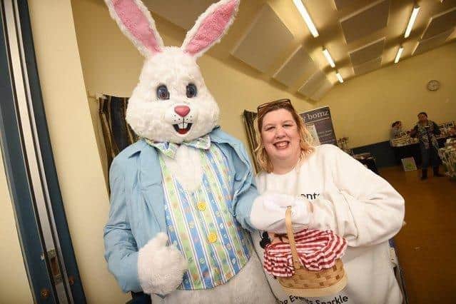 Fairydust Events organiser Sarah Williams with the Easter Bunny