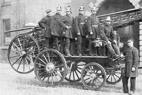 Preston Fire Station, Tithebarn St. 1896
Engine and crew in front of the old fire station which was demolished in the mid 1960's. The Station was built in 1852 and enlarged in 1905

