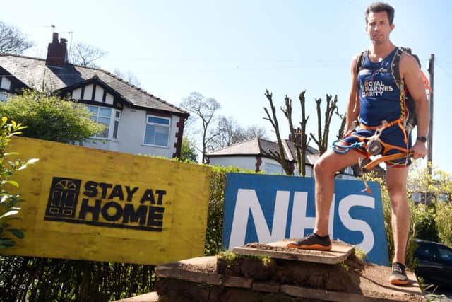 Former Royal Marine and fund raiser Matthew Disney, also known as RM Disney, has also climbed three times the height of Everest, on a step system constructed in his front garden at his Penwortham home