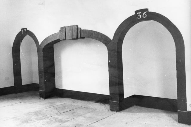 Captured in 1979, this shows the interior of the newly renovated Worden Hall. Yet it was still standing empty, despite being lovingly restored. Here we see where a triple arched fireplace dates the structure with a keystone of 1736
