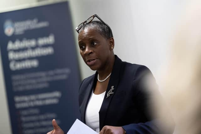 Law Society of England and Wales president I. Stephanie Boyce speaking at the launch of ARC.