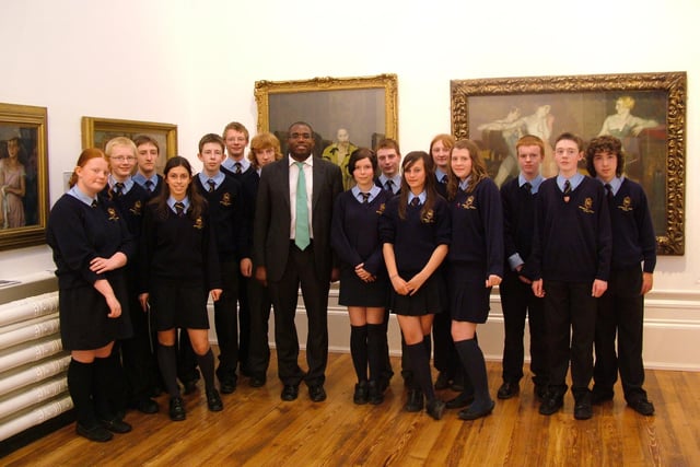 MP David Lammy at the Harris Museum and Art Gallery with children from the Archbishop Temple High School.