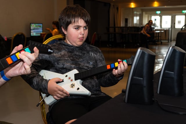 This youngster is enjoying  the power of music at the Play Expo 2023 at Norbreck Castle in Blackpool. Photo: Kelvin Lister-Stuttard