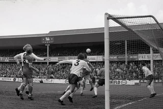 Action from Preston North End's game against Middlesbrough at Deepdale in April 1974