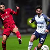 Preston North End striker Sean Maguire in action against Liverpool in the Carabao Cup at Deepdale earlier in the season