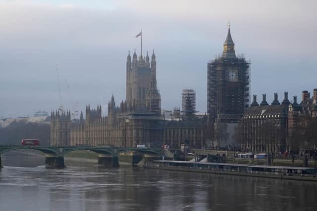 Britain's Houses of Parliament on the northern bank of the River Thames