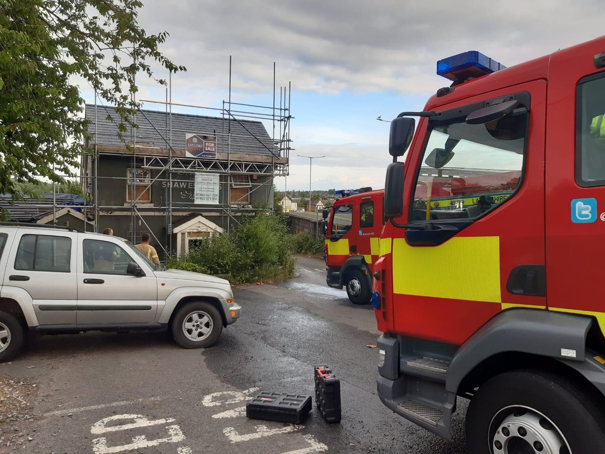 These were the scenes as a fire broke out at Shawes Arms Pub on Sunday evening