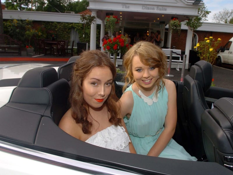 Elizabeth Dickinson and Lily Barlow arrive at the Penwortham Girls High School Prom at The Pines