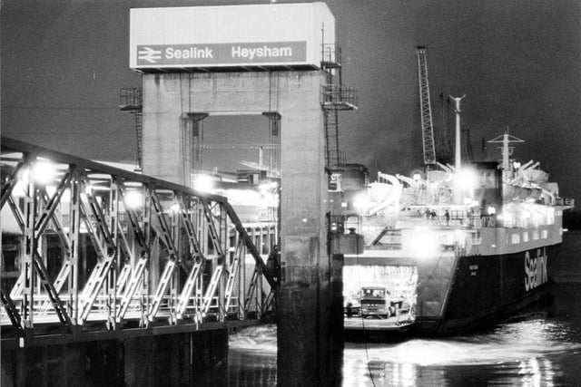 The first linkspan bridge that marked the move to car ferry traffic at Heysham around 1970. The second was opened in 1997 by Glenda Jackson.
Photo courtesy of Heysham Port Ltd.