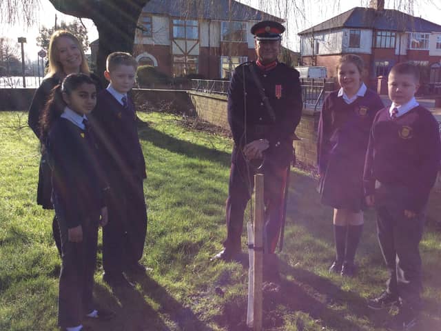 Lancashire's Deputy Lieutenant visited St Anthony's Catholic Primary to help plant their jubilee tree, part of The Queen's Green Canopy.