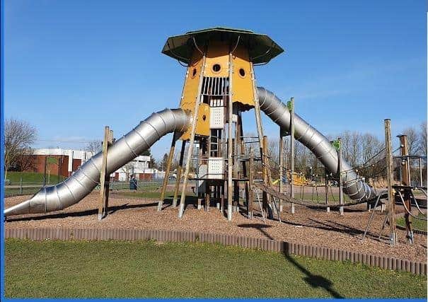Withy Grove Play Area is closed today (Wednesday) for the removal of the tower slide due to extensive fire damage last year