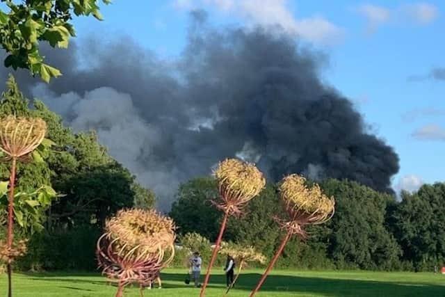 Huge plumes of thick smoke were seen rising over the village after the dilapidated Ladybird Lodge in School Lane caught fire at around 7pm on Tuesday, August 15