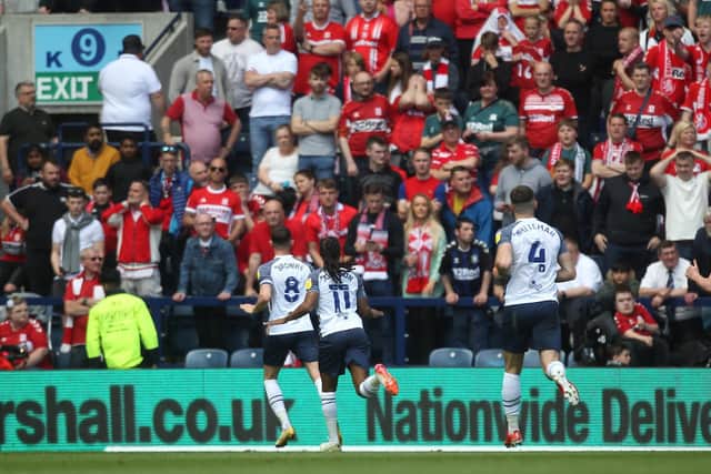 Preston North End's Alan Browne celebrates scoring his side's first goal