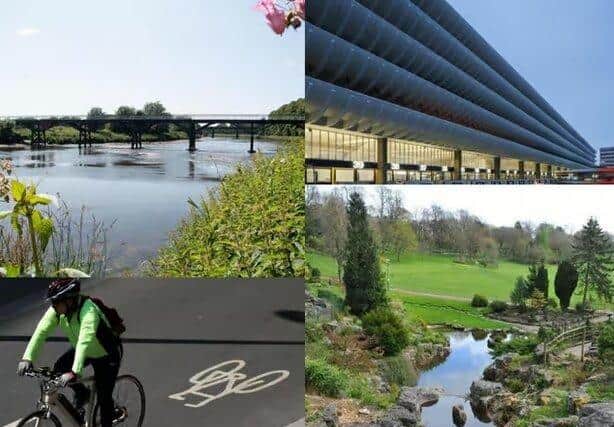 Preston had asked the government to fund a host of "levelling up" schemes, including: a replacement for the closed Old Tram Bridge (top left); new mobility hubs to promote active travel at transport interchanges, including Preston bus station (top right); improvemnts to four city parks, including Aveham Park (bottom right); and new cycling corridors to better connect different parts of the city by bike (bottom left)