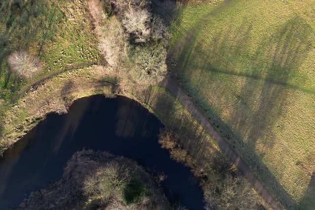 PRESTON, ENGLAND - FEBRUARY 09: An aerial view of the River Wyre in St Michael's on Wyre where missing woman Nicola Bulley was last seen on February 09, 2023 in Preston, England. Police are continuing to look for the missing Inskip woman, Nicola Bulley, 45, and have widened their search towards the Morecambe Bay end of the River Wyre. Nicola hasn't been seen since taking her spaniel for a walk by the River Wyre on the morning of Friday 27th January. (Photo by Christopher Furlong/Getty Images)