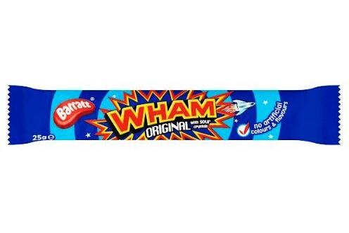The Wham Bar is one of the most popular retro sweets of all time. It's chewy, tangy and fizzy - what more could a child ask for?
Wham Bars were introduced in the early 1980s by McCowan's, a Scottish confectionery manufacturer. At the peak of their popularity, sales of Wham Bars were 30 million per year.
