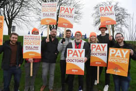 Junior doctors outside the Royal Preston make their case for better pay at the start of their latest strike on 3rd January