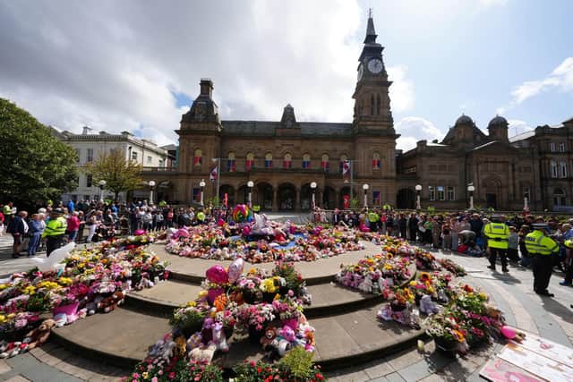 Flowers and tributes outside the Atkinson Art Centre Southport following the July 29 knife attack in the town, during which three young girls were killed. 