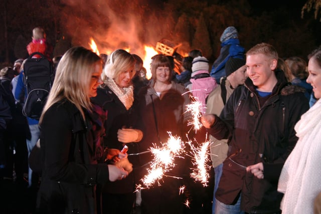 From left, Afton Turner,  Laura Edwards, Adam Beesley, and Nicki Scott from UCLAN at the Preston Grasshoppers Bonfire Night in 2009