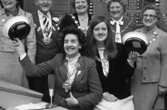 Dr Penny Chaloner (right) pictured with her mother Dorothy when both on mayoral duties in 1984