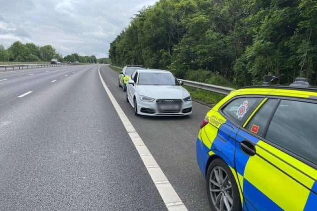 This Audi S3 was stolen from a dealership near Garstang. 27 minutes later police had sighted it, pursued it, stung it and boxed it in on the M61 near Chorley. The driver was arrested for a multitude of offences and the car was returned undamaged except for two tyres
