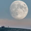 A full Beaver Moon rising over Rivington Pike (Photo taken by Lee Mansfield)
