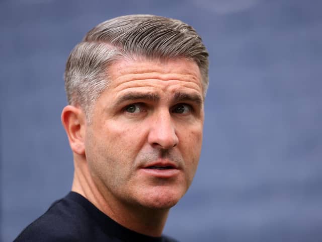 PRESTON, ENGLAND - APRIL 15: Ryan Lowe, Manager of Preston North End speaks to the media after the Sky Bet Championship match between Preston North End and Millwall at Deepdale on April 15, 2022 in Preston, England. (Photo by Lewis Storey/Getty Images)