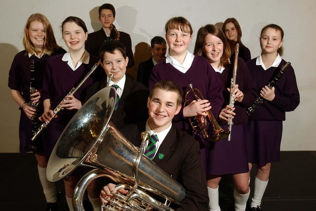 Some of the members of the All Hallows Catholic High School senior band at Penwortham