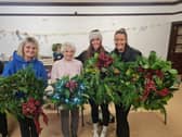 Top marks for Sue (left) with mum Christina, daughter Kelly and Kelly’s friend Jess and their finished wreaths