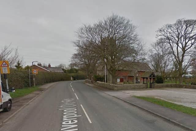 The man was spotted falling out of a vehicle on Liverpool Old Road, Much Hoole (Credit: Google)
