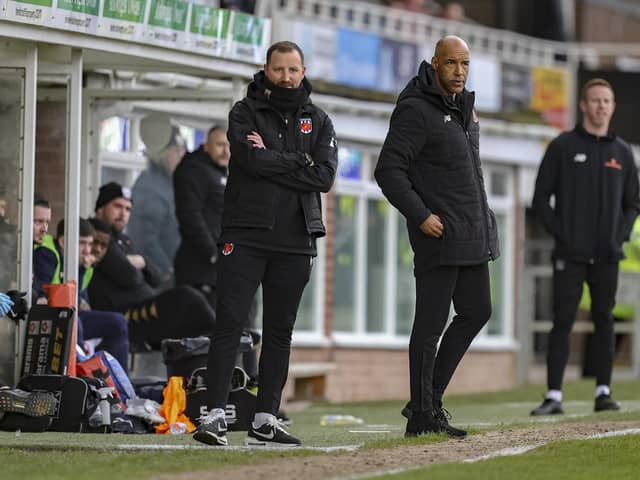 ​Chorley boss Andy Preece, centre. (photo: Andy Preece/dia-images)