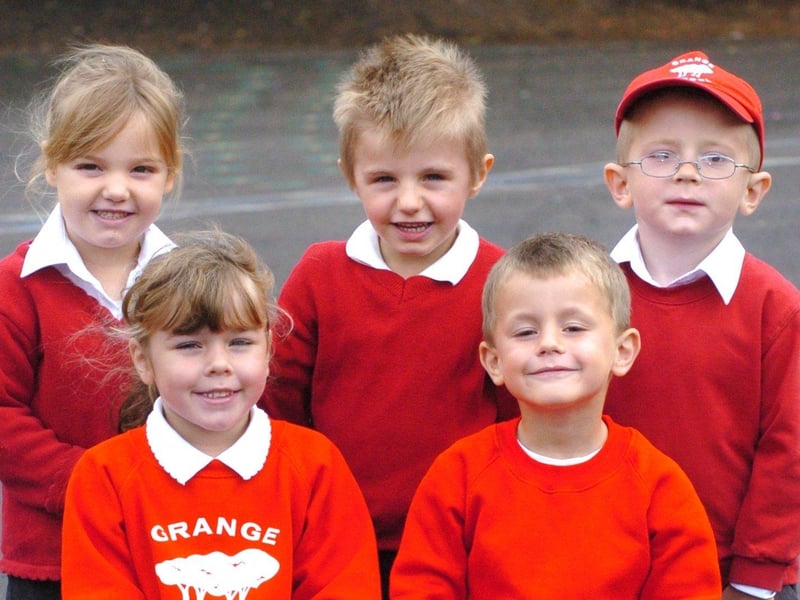 A small group of reception class children at Grange Primary in Ribbleton