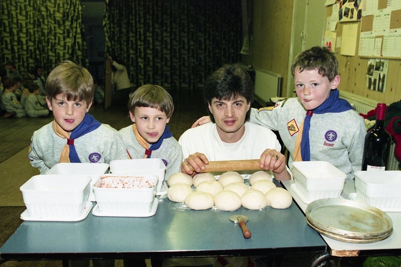 Members of the 8th Fulwood Beavers took part in an Italian night at the Italian Orchard in Broughton where they learnt the basics of pizza making. Pictured are Beavers Paolo Bragagnin, Michael Nix and Jonathan Barwise, under the watchful eye of head chef Giovanni Maticheccia.