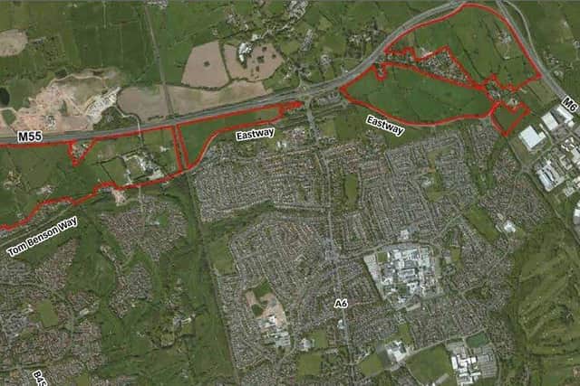 The red-bordered area of North West Preston is undergoing a planned housing boom