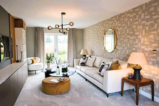 A luxury living room in Wain Homes' Latune Gardens show home