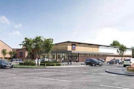 An artist's impression of how the new Aldi will look