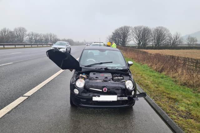 Officers on a driving course were shocked to see this vehicle travelling on the M6 south in Cumbria. (Credit: