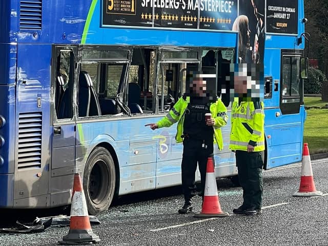 A collision involving a bus and a HGV closed Pittman Way  in both directions in Fulwood