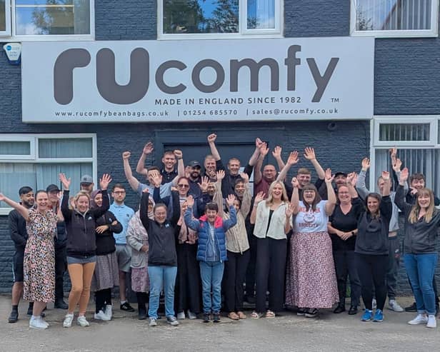 rucomfy staff celebrate at their Great Harwood HQ