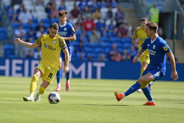 Preston North End's Alan Browne during the game at the Cardiff City stadium where the visitors were second best throughout and were lucky to come away from the Welsh captial with anything. Another point, another clean sheet and another league game without a goal.