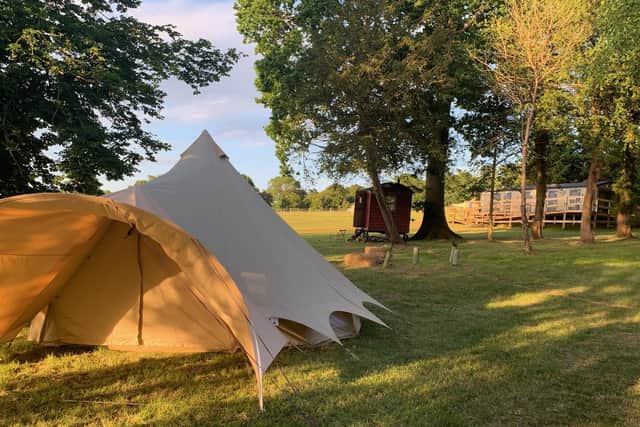 Staycation Backdrop Relax and unwind on a glamping staycation with castle backdrop in the ...