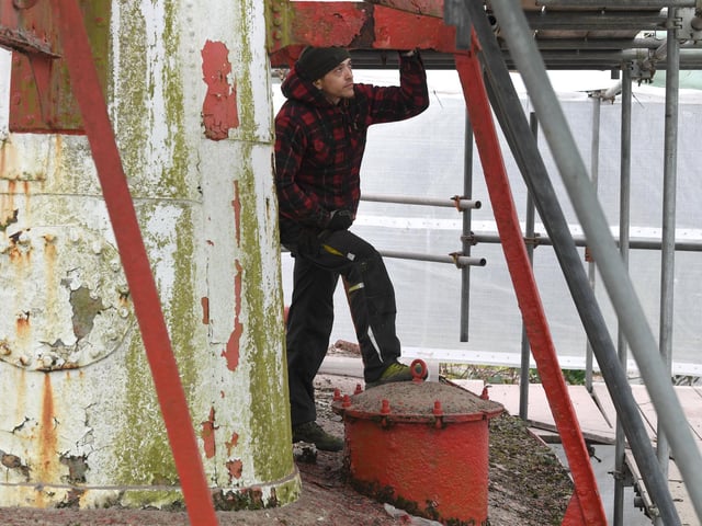 Michael Ainsworth, of Sandblasting Lancashire, hard at work