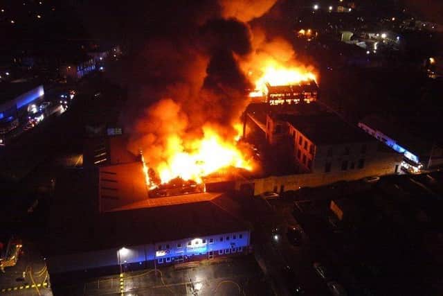 A picture of the 2018 blaze taken by the fire service’s drone team. Pic: Chris Rainford/LFRS Aerial Support Unit