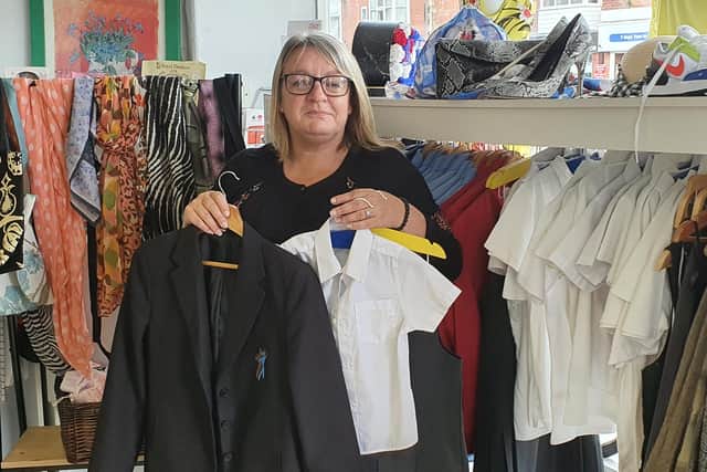 Sue Uttley, manager of Home Start fundraising shop in St Annes, is coordinating a school uniform bank to help struggling families in Blackpool, Fylde and Wyre