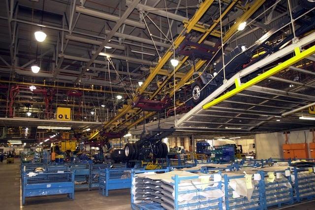 Cab chassis rolling down the line at Leyland Trucks in 2002