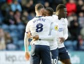 Preston North End's Daniel Johnson (No.10) celebrates with team-mate Alan Browne after scoring the equalising goal from the penalty spot to make the score 1-1

Photographer Rich Linley/CameraSport

The EFL Sky Bet Championship - Preston North End v Wigan Athletic - Saturday 25th February 2023 - Deepdale - Preston

World Copyright © 2023 CameraSport. All rights reserved. 43 Linden Ave. Countesthorpe. Leicester. England. LE8 5PG - Tel: +44 (0) 116 277 4147 - admin@camerasport.com - www.camerasport.com