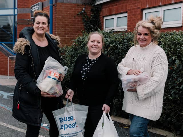 Friends Michelle Clarke, Lisa Cassidy and Diane Ireland, from Newton with Scales, have launched their Christmas hamper campaign