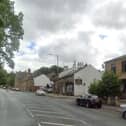 A car collided with a building at the junction of Manchester Road and Hollins Lane in Accrington (Credit: Google)