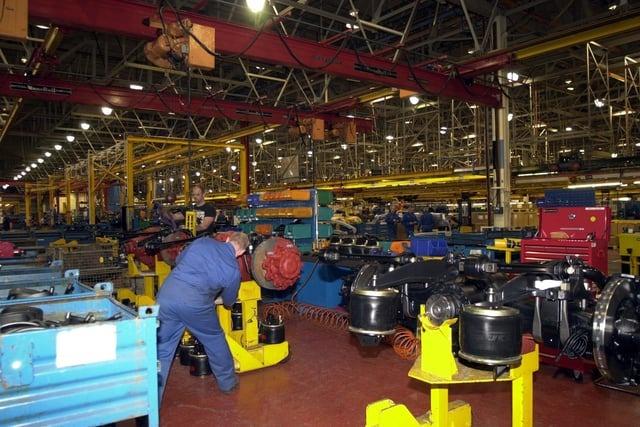A skilled worker on the shop floor at Leyland Trucks in 2002